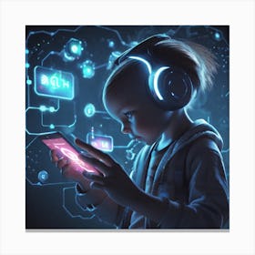 Young Girl With Headphones 1 Canvas Print