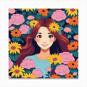 Flower Girl In The Garden Canvas Print