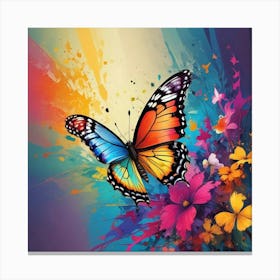 Butterfly And Flowers 13 Canvas Print