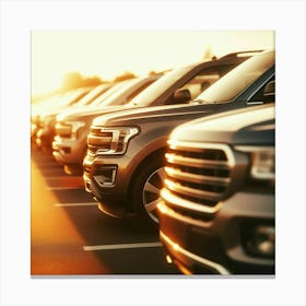 Parked Cars In A Parking Lot 1 Canvas Print