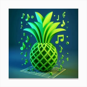 Pineapple With Music Notes 2 Canvas Print