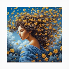 Woman With Flowers In Her Hair 1 Canvas Print