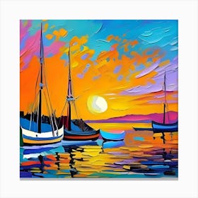 Sunset Sailboats Canvas Print