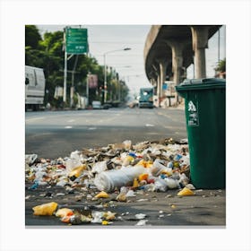 Garbage Can On The Street Canvas Print