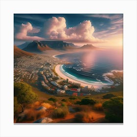 Beautiful Landscape Of Table Mountain And Beachfront 3 Canvas Print