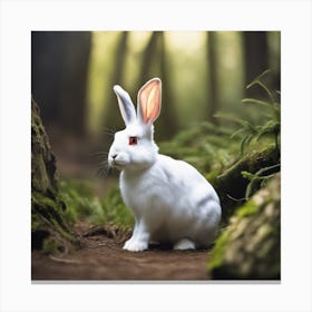 White Rabbit In The Forest 13 Canvas Print