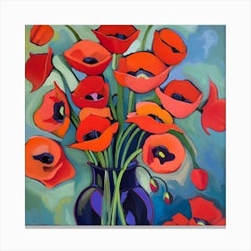 Poppies In A Vase 3 Canvas Print