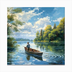 Man In A Canoe Canvas Print