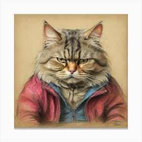 Cat In Red Jacket Canvas Print