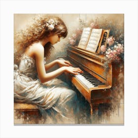 Girl Playing The Piano Canvas Print