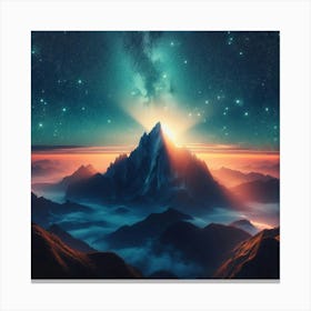 Mountain Landscape With Stars 1 Canvas Print