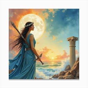 Watercolor The Mystical Realms Of Ancient Greek Legends 1 Canvas Print