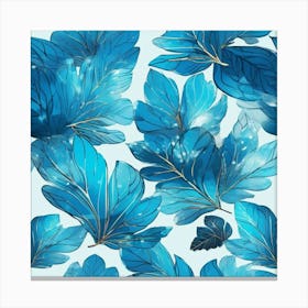 ocean blue leafs painting Canvas Print