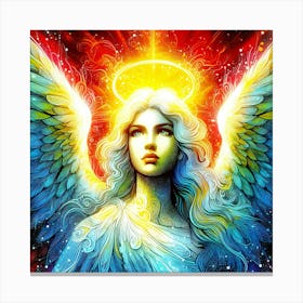 Angel Beauty Apparition In Colorful Glow Bright Color Drawing 1 Canvas Print