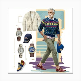 Grandpa In A Sweater, Grandpa style Canvas Print