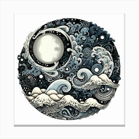 Moon And Waves 26 Canvas Print