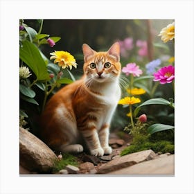 Cat In The Garden 3 Canvas Print