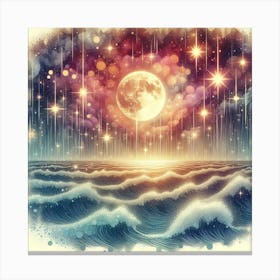 Moon Over The Ocean Canvas Print