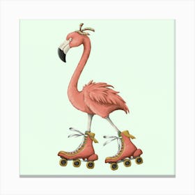 Flamingo Rollerblading Canvas Print