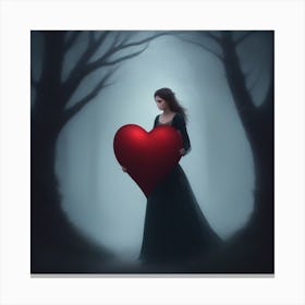 Woman Holding A Heart Canvas Print