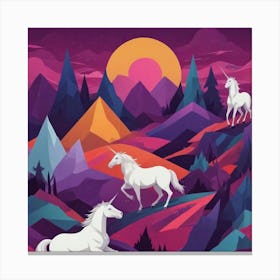 Unicorns In The Mountains 3 Canvas Print