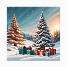 Christmas Tree With Presents 1 Canvas Print