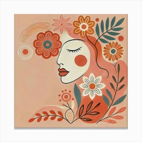 floral woman portrait with flowers Canvas Print