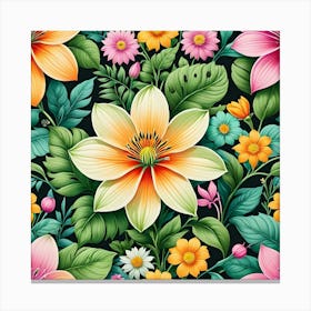 Floral Seamless Pattern 25 Canvas Print