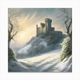 Winter Landscape, Hilltop Castle Canvas Print