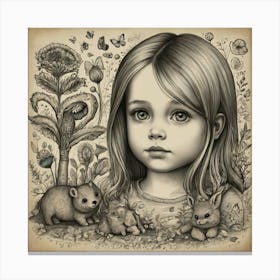 Little Girl In The Forest Canvas Print