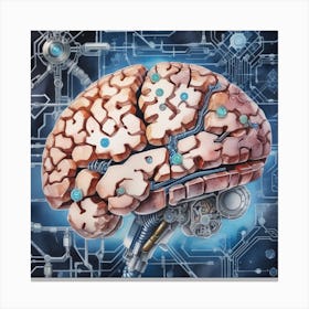 Artificial Intelligence Brain In Close Up Watercolor Trending On Artstation Sharp Focus Studio P (6) Canvas Print