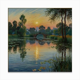 Sunset Over The Pond Canvas Print