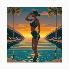 Sunset At The Pool Canvas Print