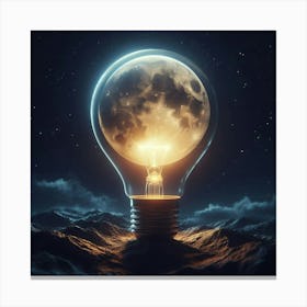 Moon Within A Light Bulb Surreal Canvas Print