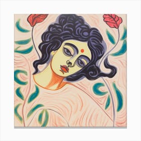 Woman With Roses Canvas Print