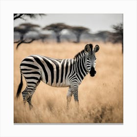 Zebra In The Savannah Canvas Print