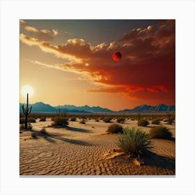 Default Red Sun Desert Art Print 1 Canvas Print