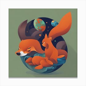 Fox And The Moon Canvas Print