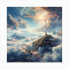 Fairytale Castle In The Clouds Canvas Print