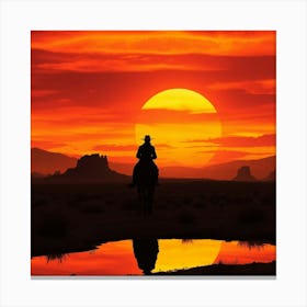 Cowboy At Sunset 1 Canvas Print