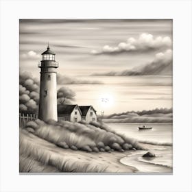 Lighthouse At Dusk Canvas Print