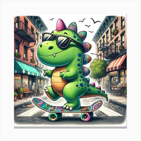 Dinosaur Skateboarder Canvas Print