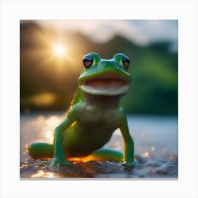 Frog 3d art Canvas Print