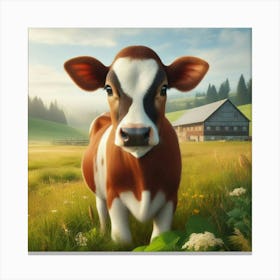 Cow In A Field 2 Canvas Print