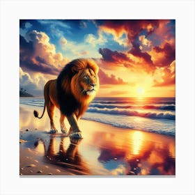 Lion at sunset Canvas Print