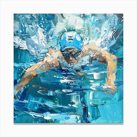 A Swimmer In A Pool Oil Painting Illustration 1718672375 4 Canvas Print