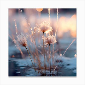 Flowers In The Snow Canvas Print