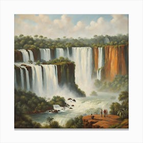 Iguazu Falls #1 vintage oil painting style Canvas Print