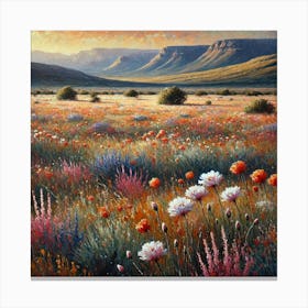 An Abstract Oil Painting Of A Field Of Wild Flowers In The Karoo, South Africa.AI 1 Canvas Print