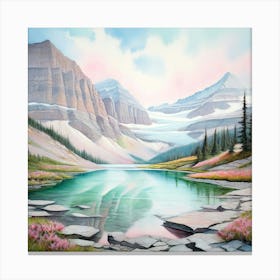 Watercolor Landscape Glacier National Park Canvas Print